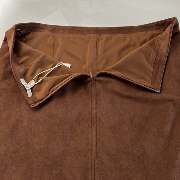 ESPRIT Brown Faux Suede Fully Lined Skirt with Pockets NWT - Picture 6 of 12